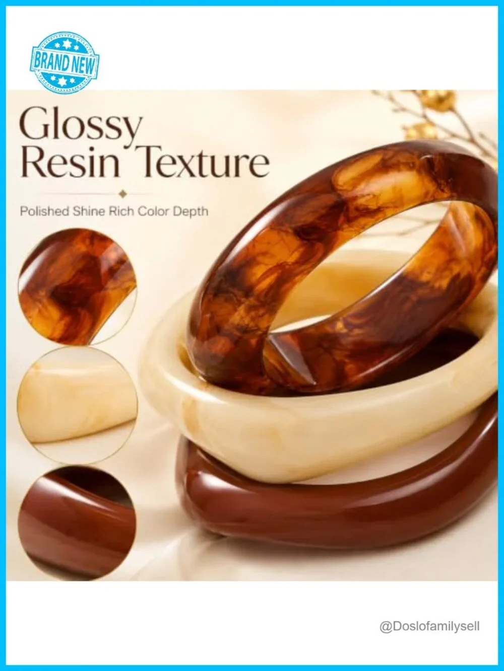 3 Pack Chunky Acrylic Bangle Bracelets Set Stackable Resin Bangles for Women